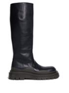 Bottega Veneta - Tire Lug-sole Leather Knee-high Boots - Womens - Black Multi