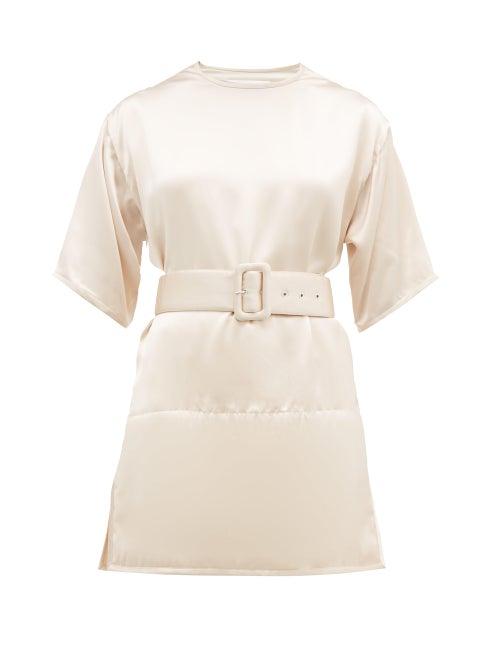 Matchesfashion.com Jil Sander - Padded Hem Satin Top - Womens - Light Pink