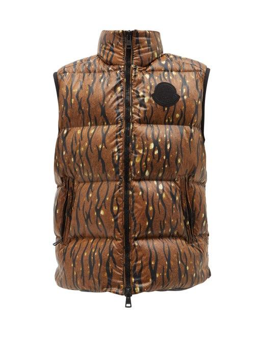 2 Moncler 1952 - Sumida Camouflage-print Quilted Nylon-laqu Gilet - Mens - Brown