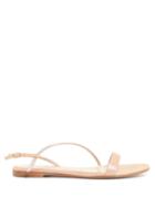 Matchesfashion.com Gianvito Rossi - Crystal-strap Metallic-suede Sandals - Womens - Nude
