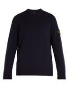 Matchesfashion.com Stone Island - Crew Neck Wool Blend Sweater - Mens - Navy