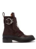 Matchesfashion.com Chlo - Roy Buckled Leather Boots - Womens - Burgundy