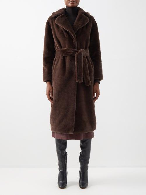 Herno - Faux-fur Coat - Womens - Dark Brown