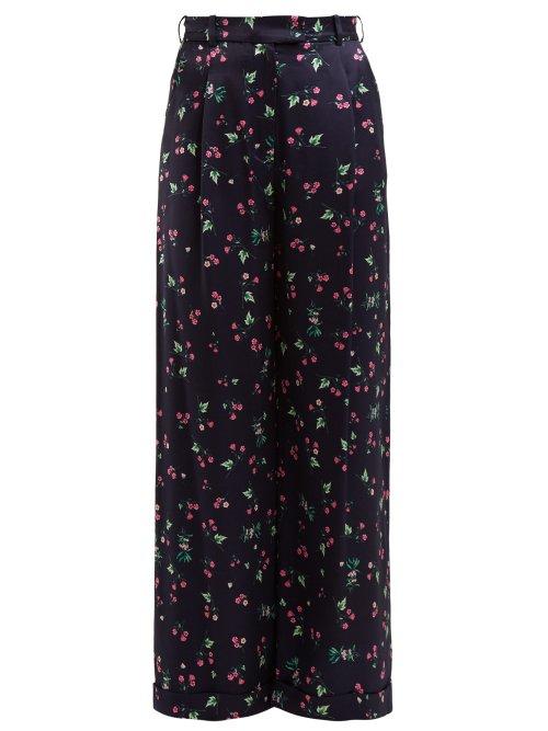 Matchesfashion.com Racil - Mama Floral Print Trousers - Womens - Navy Multi