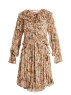 Matchesfashion.com Zimmermann - Painted Heart Floral Print Ruffled Silk Dress - Womens - Pink Multi