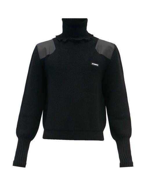 Mens Rtw Vetements - Distressed Ribbed Merino Wool-blend Sweater - Mens - Black