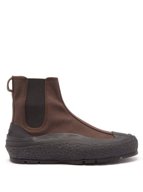 Jil Sander - Canvas And Rubber Chelsea Boots - Mens - Black Brown
