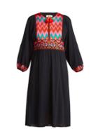Matchesfashion.com Figue - Violeta Embroidered Dress - Womens - Navy Multi