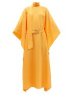 Taller Marmo - Sol Scarf-neck Belted Crepe Dress - Womens - Orange