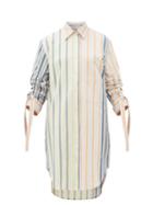 Matchesfashion.com Jw Anderson - Gathered-sleeve Striped Cotton-drill Shirtdress - Womens - Multi