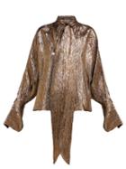 Matchesfashion.com Petar Petrov - Brook Metallic Silk Blend Blouse - Womens - Gold