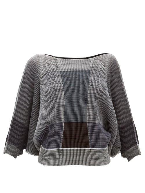 Matchesfashion.com Issey Miyake - Block Colour Pleated Blouse - Womens - Grey Multi