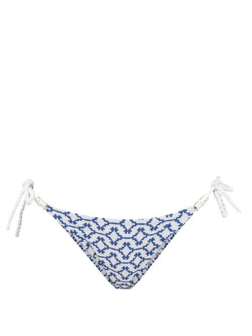 Ladies Beachwear Heidi Klein - Mykonos Side-tie Bikini Briefs - Womens - Blue Print