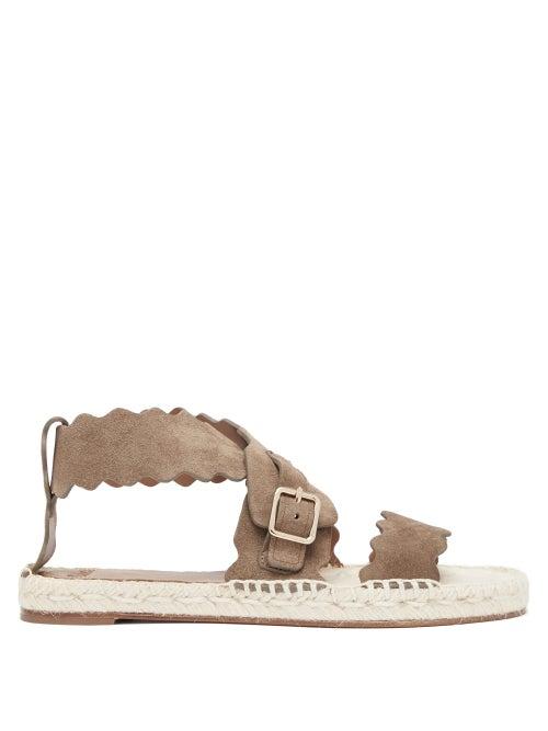 Matchesfashion.com Chlo - Scalloped Suede Espadrilles - Womens - Grey