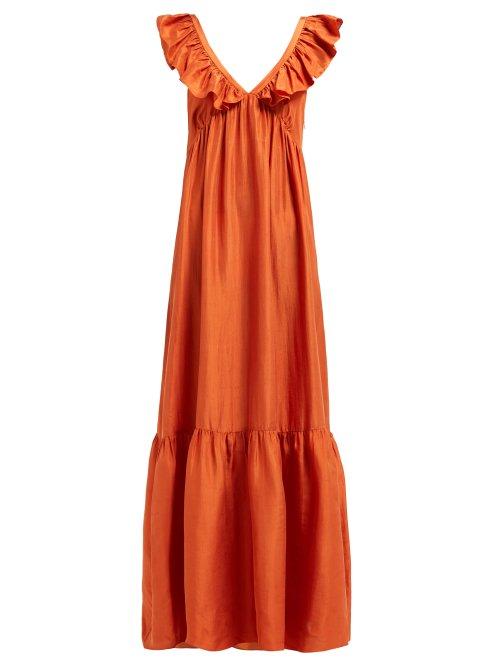 Matchesfashion.com Masscob - Acacia Ruffled Silk Dress - Womens - Orange