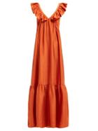 Matchesfashion.com Masscob - Acacia Ruffled Silk Dress - Womens - Orange