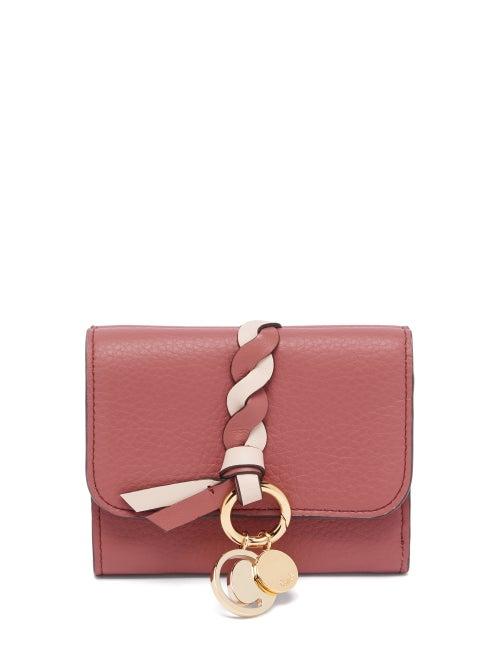 Ladies Accessories Chlo - Alphabet Grained-leather Wallet - Womens - Pink Multi