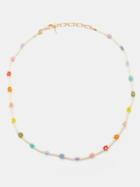 Anni Lu - Flower Power Beaded 18kt Gold-plated Necklace - Womens - White Multi