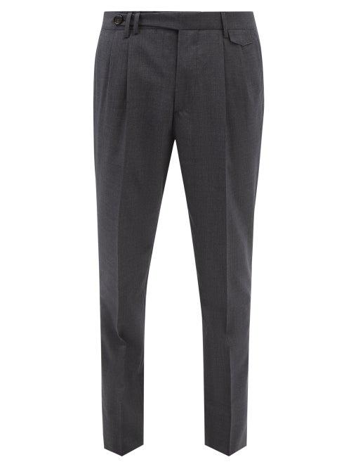 Brunello Cucinelli - Double-pleat Virgin Wool Trousers - Mens - Grey