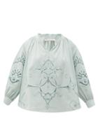 Matchesfashion.com See By Chlo - Floral-embroidered Cotton Blouse - Womens - Light Blue