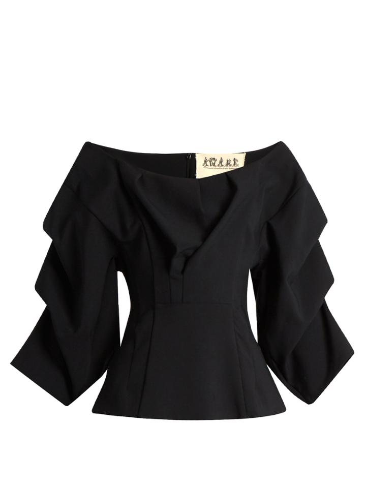 A.w.a.k.e. Madame Jellyfish Ruched-sleeve Top