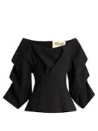 A.w.a.k.e. Madame Jellyfish Ruched-sleeve Top