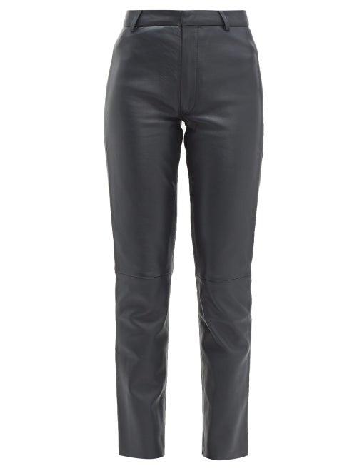 Matchesfashion.com Officine Gnrale - Celia Leather Trousers - Womens - Black Navy
