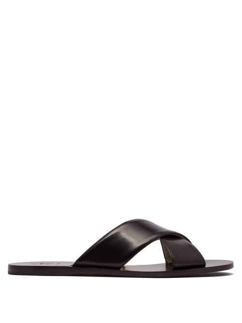 Matchesfashion.com O'keeffe - Parashine Leather Slides - Mens - Black