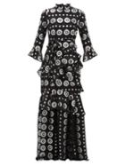 Matchesfashion.com Saloni - Marissa Metallic Silk Blend Jacquard Maxi Dress - Womens - Black Silver