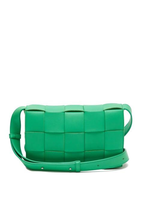 Matchesfashion.com Bottega Veneta - Cassette Small Intrecciato Leather Cross-body Bag - Womens - Green