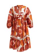 Matchesfashion.com Dodo Bar Or - Nell Tassel Cotton Midi Dress - Womens - Orange Print