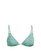 Matchesfashion.com Fisch - Coco Patterned Triangle Jersey Bikini Top - Womens - Green