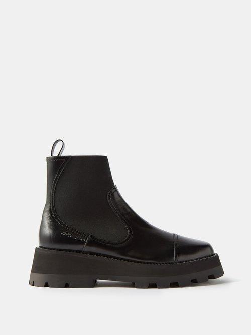 Jimmy Choo - Clayton Crystal-embellished Leather Boots - Womens - Black