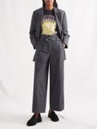 Ganni - Smiley World Logo-print Jersey T-shirt - Womens - Black Print