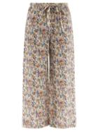 Ladies Beachwear Etro - Drawstring Floral-print Voile Wide-leg Trousers - Womens - White Multi