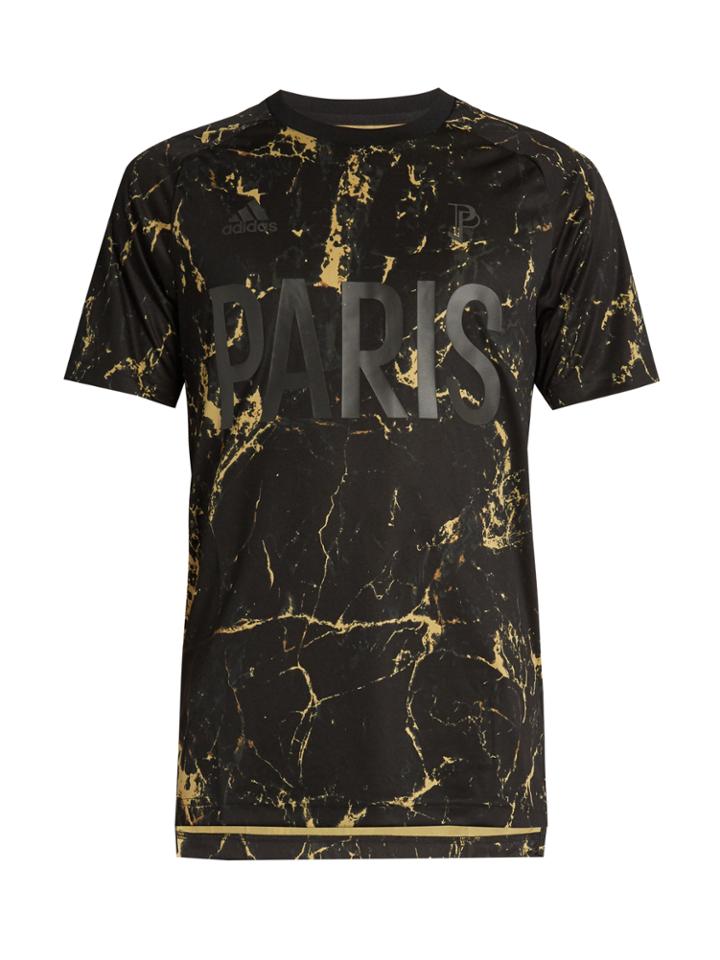 Adidas By Pogba Marble-print Satin-jersey T-shirt