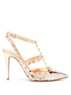 Matchesfashion.com Valentino - Rockstud Sequin Covered Leather Pumps - Womens - Rose Gold