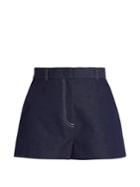 Msgm Contrast-stitch Denim Shorts