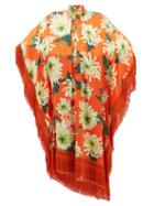 Matchesfashion.com Andrew Gn - Fringed Floral Print Silk Blend Poncho Dress - Womens - Orange Multi