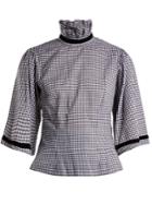 Batsheva Gingham High-neck Blouse