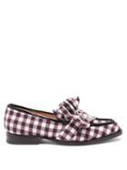 Matchesfashion.com Midnight 00 - Antoinette Checked Crystal Embellished Loafers - Womens - Burgundy White