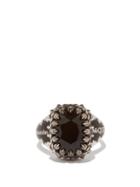 Alexander Mcqueen - Logo And Skull-engraved Ring - Mens - Silver