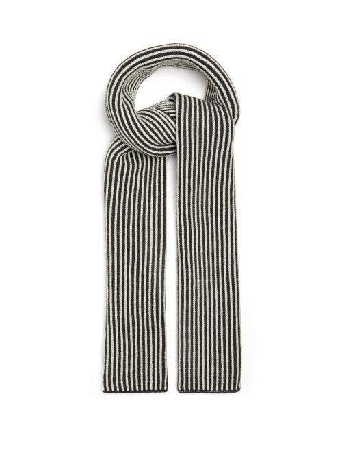 Joseph - Heavy-knit Striped Merino-blend Scarf - Womens - Dark Grey
