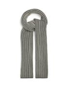 Joseph - Heavy-knit Striped Merino-blend Scarf - Womens - Dark Grey