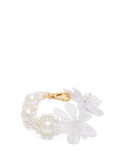 Matchesfashion.com Simone Rocha - Floral Embellished Faux Pearl Bracelet - Womens - Crystal