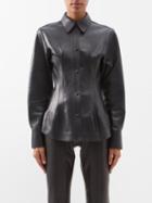 Chlo - Button-front Leather Shirt - Womens - Black