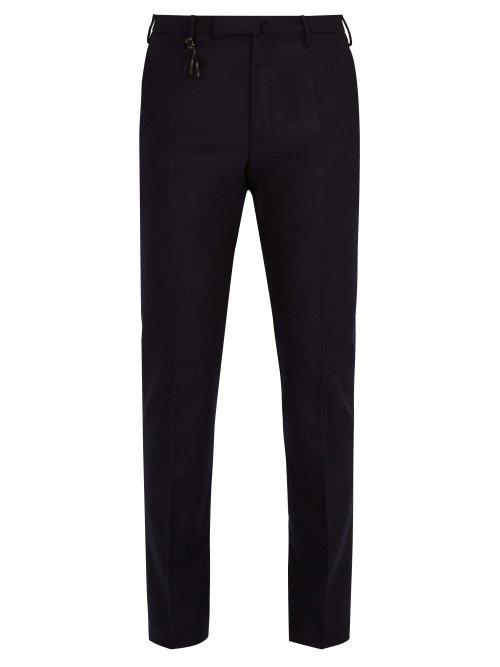 Matchesfashion.com Incotex - Slim Leg Wool Trousers - Mens - Navy