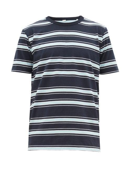 Matchesfashion.com Albam - Striped Cotton-jersey T-shirt - Mens - Blue Multi