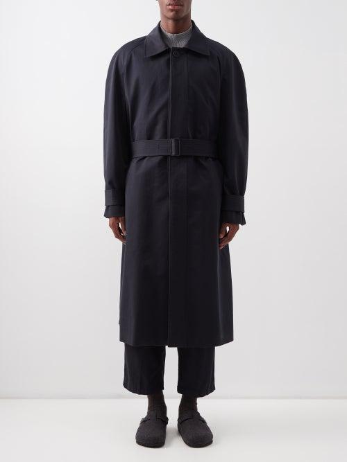 Raey - Organic Cotton Oversized Raglan Mac - Mens - Dark Navy