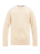 Matchesfashion.com Loewe - Two Tone Open Knit Wool Sweater - Mens - Light Yellow